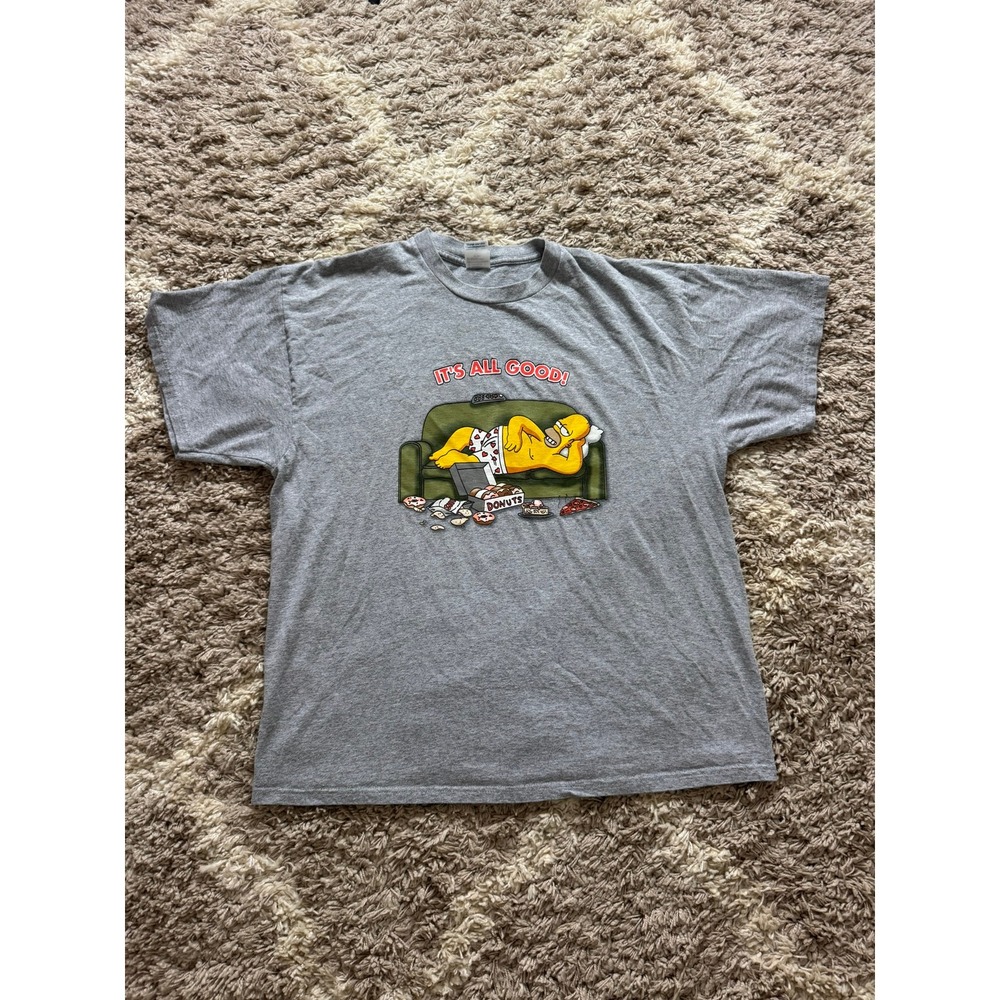 Delta Pro Weight The Simpsons Homer It's All Good Graphic Vintage Shirt Grey XL